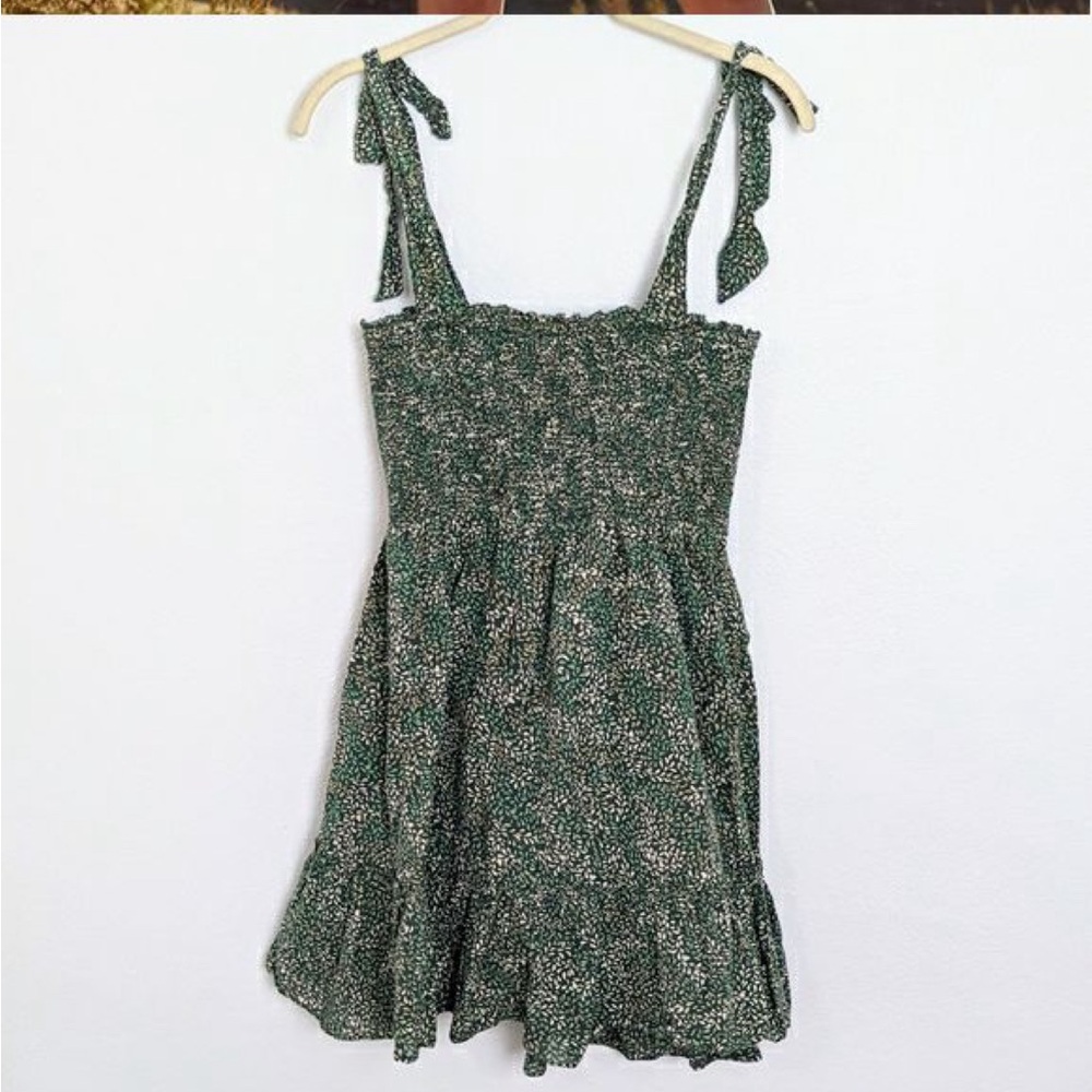 Sz L women Arie dress green  Floral Print Shirred Tie Shoulder Frill Trim Cami - Picture 4 of 6